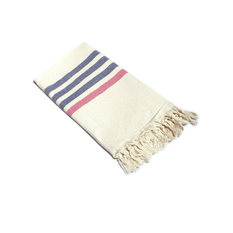 Fringe Turkish Towel Wide Stripes Navy Pink Payday Deals