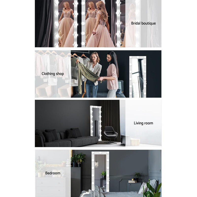 Embellir Full Length Mirror Floor Standing Makeup Wall 1.6M Light Bulbs Mirror Payday Deals
