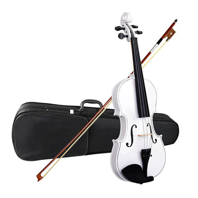 Full Size 4/4 Natural Wooden Beginner Violin Set White