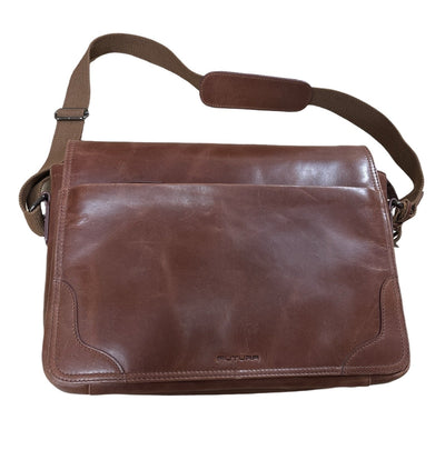 Futura Laptop Messenger Sling Bag Travel Computer Business Genuine Leather - Brown Payday Deals