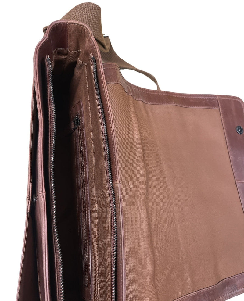 Futura Laptop Messenger Sling Bag Travel Computer Business Genuine Leather - Brown Payday Deals
