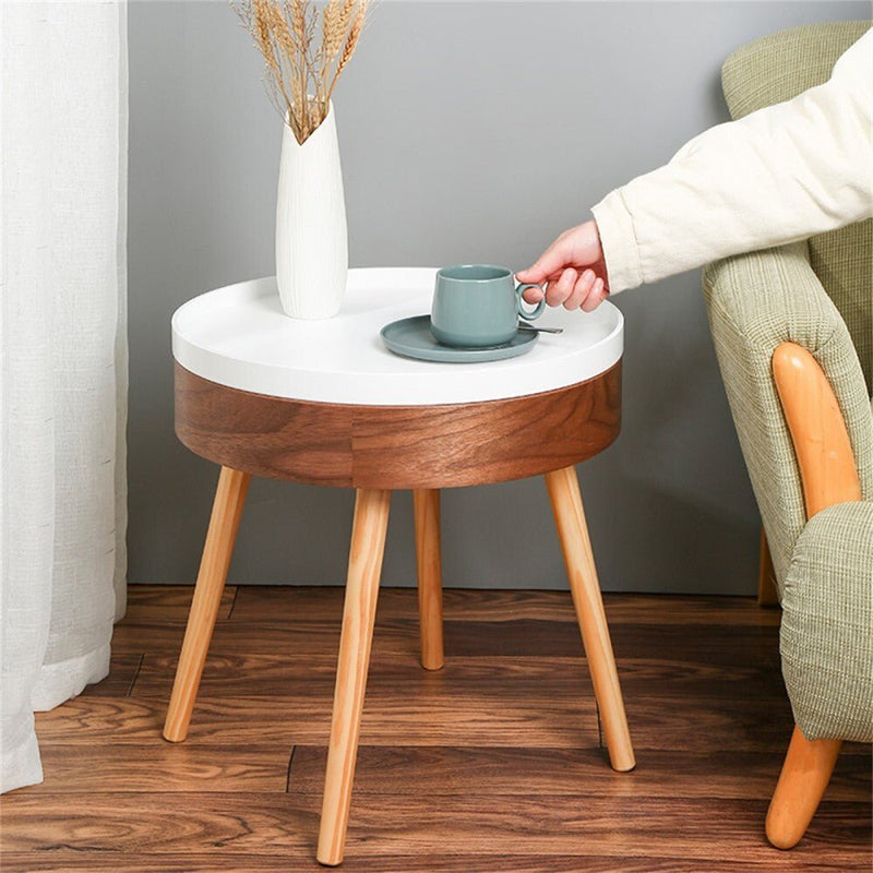 Fuzo Round Side Table With Serving Tray And Storage Payday Deals