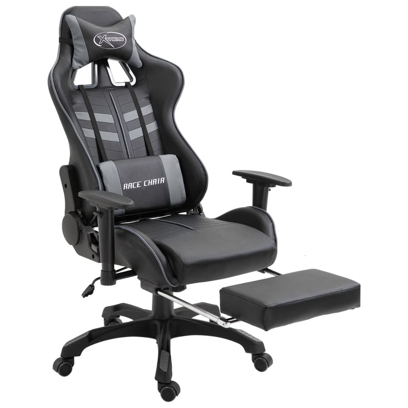 Gaming Chair with Footrest Grey Faux Leather Payday Deals