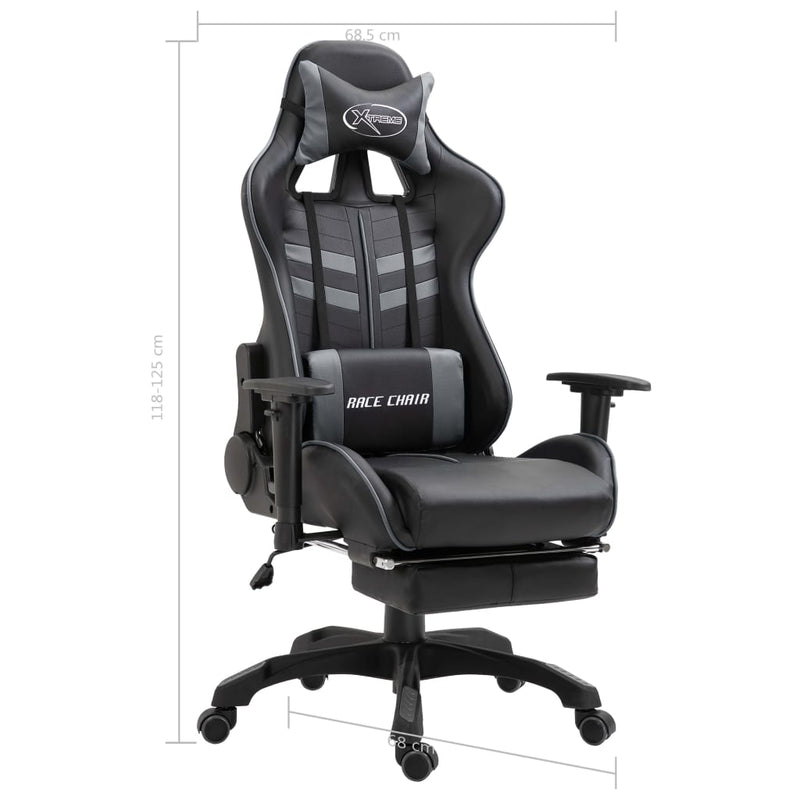 Gaming Chair with Footrest Grey Faux Leather Payday Deals