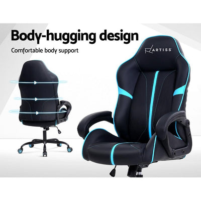 Artiss Gaming Office Chair Computer Chairs Leather Seat Racer Racing Meeting Chair Balck Blue Payday Deals