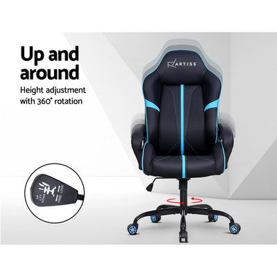 Artiss Gaming Office Chair Computer Chairs Leather Seat Racer Racing Meeting Chair Balck Blue Payday Deals