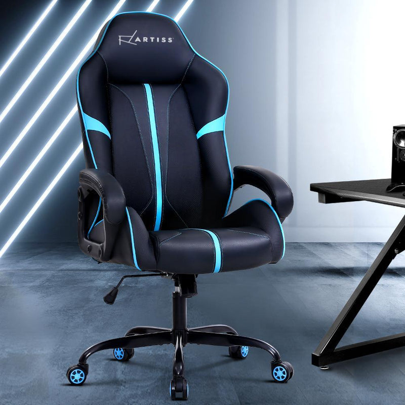 Gaming Office Chair Computer Chairs Leather Seat Racer Racing Meeting Chair Balck Blue