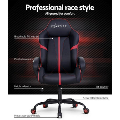 Gaming Office Chair Computer Chairs Leather Seat Racer Racing Meeting Chair Balck Red