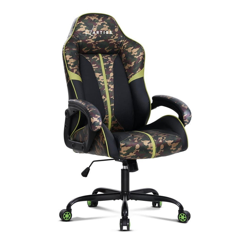 Artiss Gaming Office Chair Computer Chairs Leather Seat Racing Racer Meeting Chair Green Camouflage Payday Deals