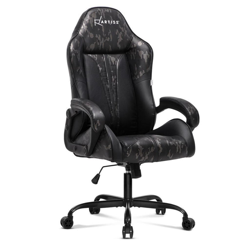 Gaming Office Chair Computer Chairs Leather Seat Racing Racer Meeting Chair Grey Camouflage