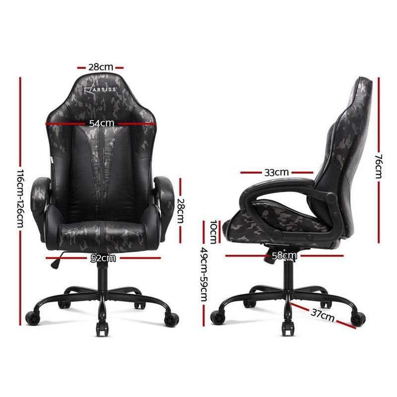 Gaming Office Chair Computer Chairs Leather Seat Racing Racer Meeting Chair Grey Camouflage
