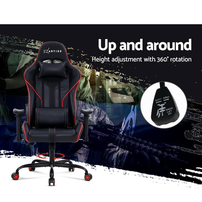 Gaming Office Chair Computer Chairs Leather Seat Racing Racer Recliner Meeting Chair Black Red
