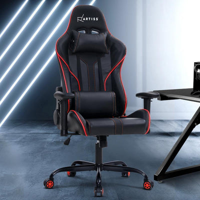 Artiss Gaming Office Chair Computer Chairs Leather Seat Racing Racer Recliner Meeting Chair Black Red Payday Deals
