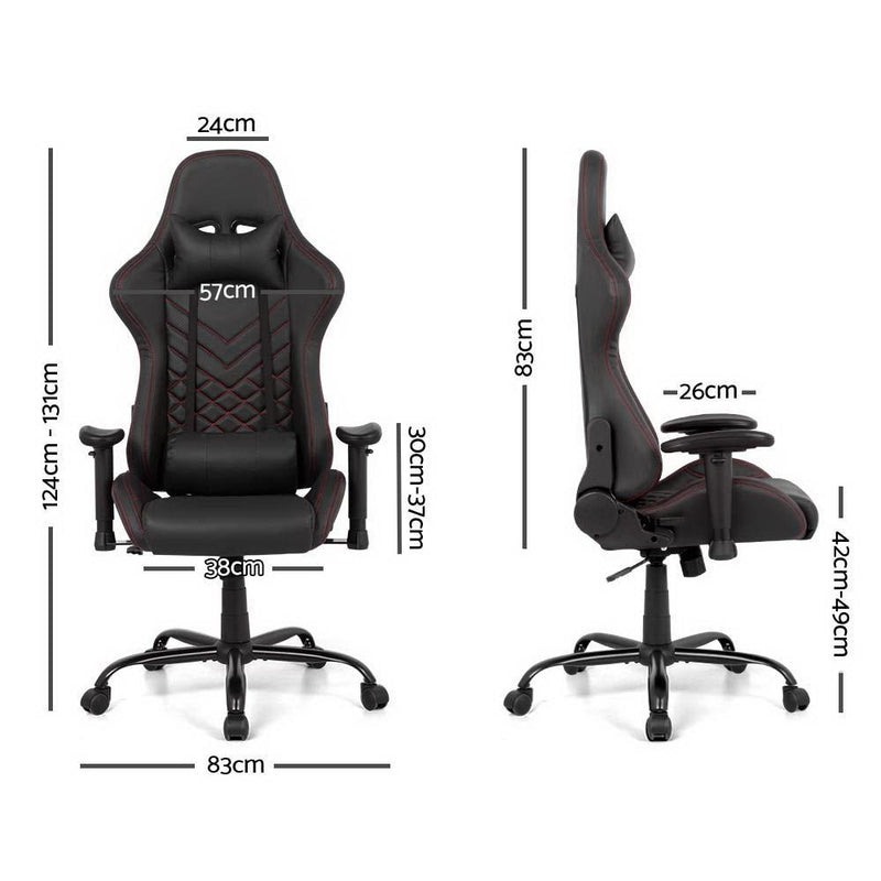 Gaming Office Chair Computer Racing Recliner Executive PU Leather Black