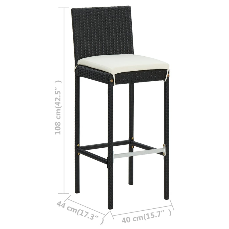 Garden Bar Stools with Cushions 4 pcs Black Poly Rattan Payday Deals