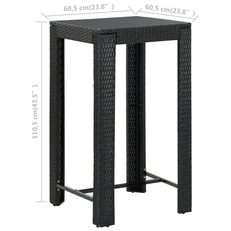 Garden Bar Table Black 60.5x60.5x110.5 cm Poly Rattan Payday Deals