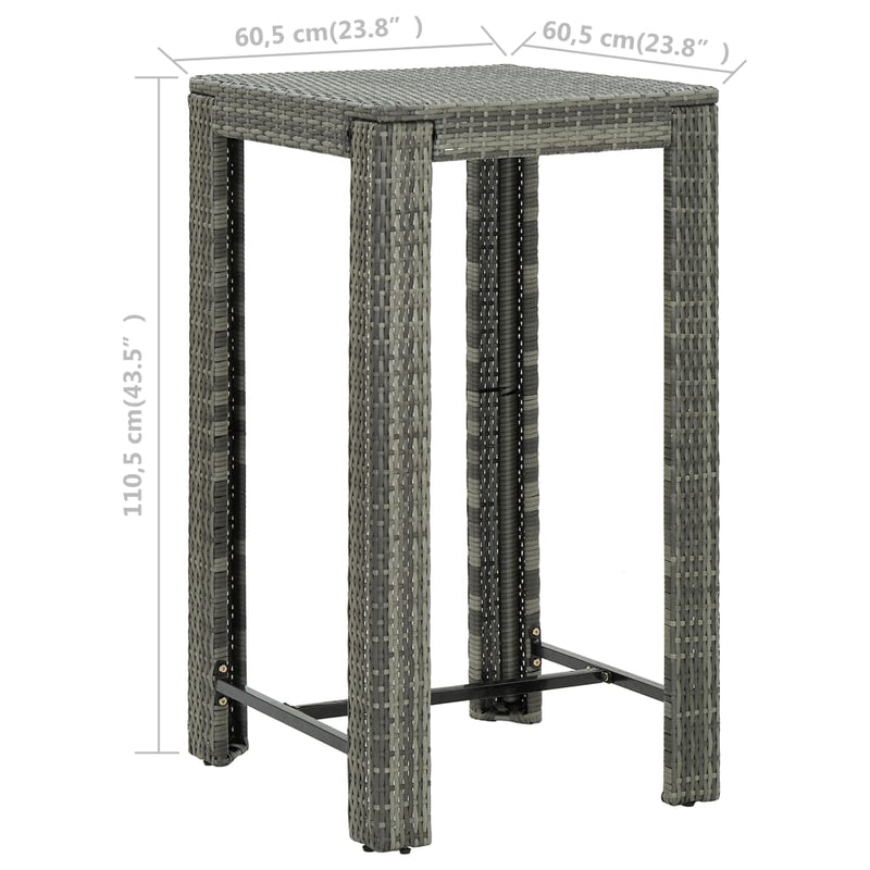 Garden Bar Table Grey 60.5x60.5x110.5 cm Poly Rattan Payday Deals