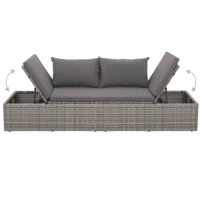 Garden Bed Grey 195x60 cm Poly Rattan Payday Deals