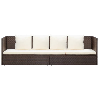 Garden Bed with Cushion & Pillows Poly Rattan Brown Payday Deals