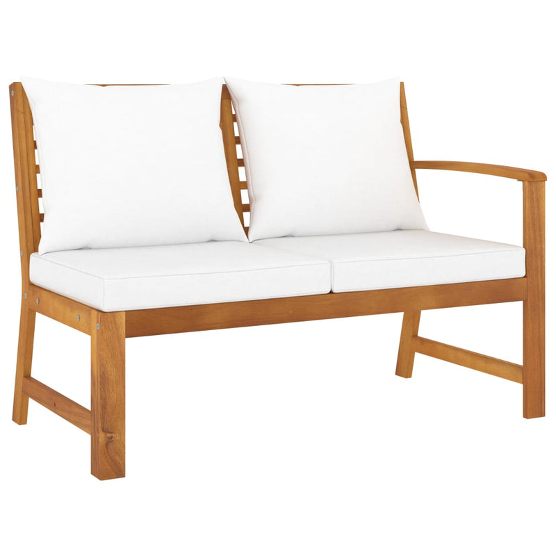 Garden Bench 114.5 cm with Cream Cushion Solid Acacia Wood Payday Deals