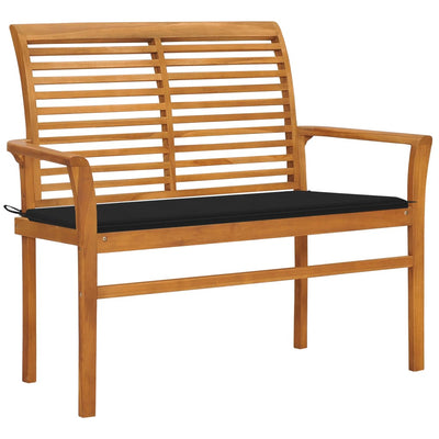 Garden Bench with Black Cushion 112 cm Solid Teak Wood Payday Deals