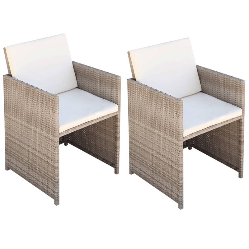 Garden Chairs 2 pcs with Cushions and Pillows Poly Rattan Beige Payday Deals