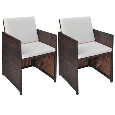 Garden Chairs 2 pcs with Cushions and Pillows Poly Rattan Brown Payday Deals