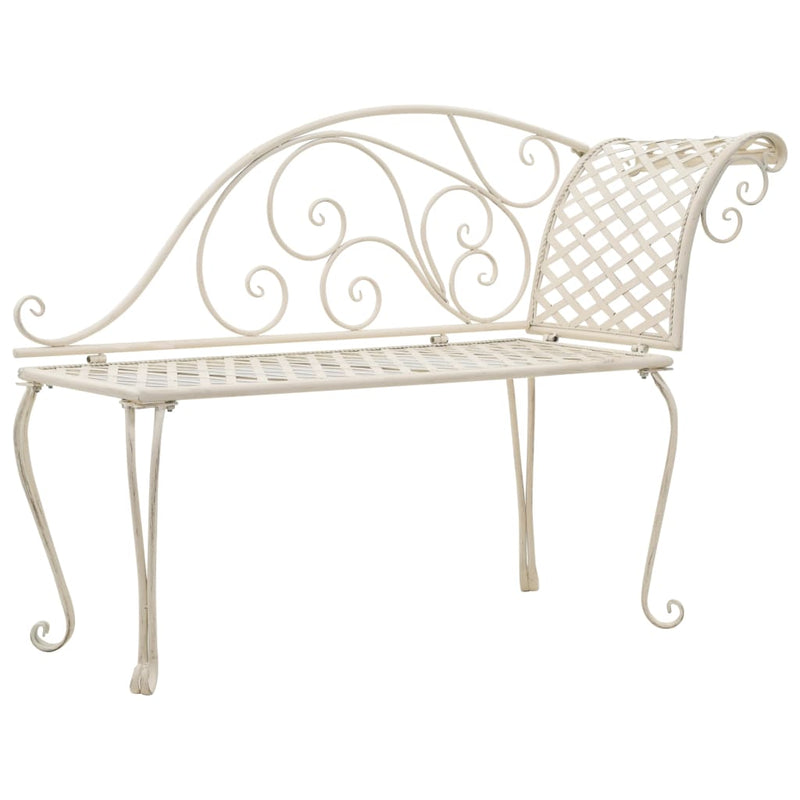 Garden Chaise Lounge 128 cm Metal Antique White Payday Deals