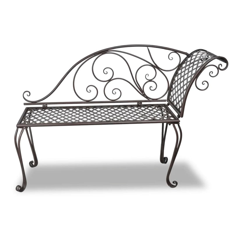 Garden Chaise Lounge 128 cm Steel Antique Brown Payday Deals