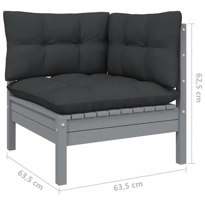 Garden Corner Sofa with Anthracite Cushions Grey Solid Pinewood Payday Deals