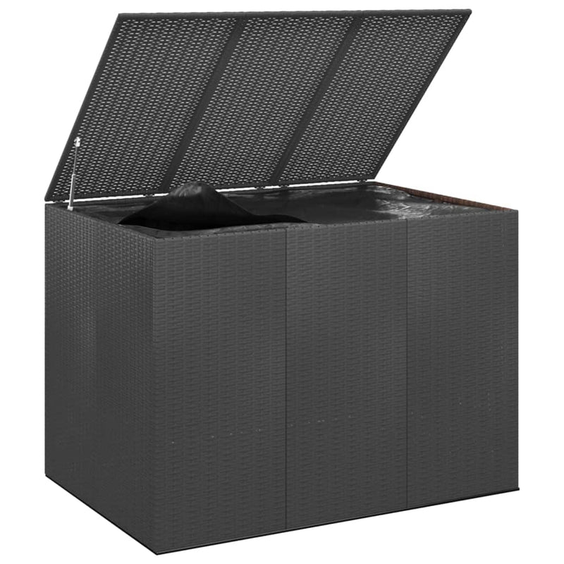 Garden Cushion Box PE Rattan 145x100x103 cm Black Payday Deals