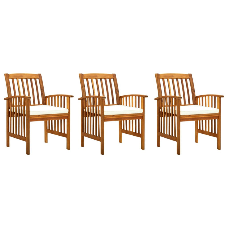 Garden Dining Chairs 3 pcs with Cushions Solid Acacia Wood Payday Deals