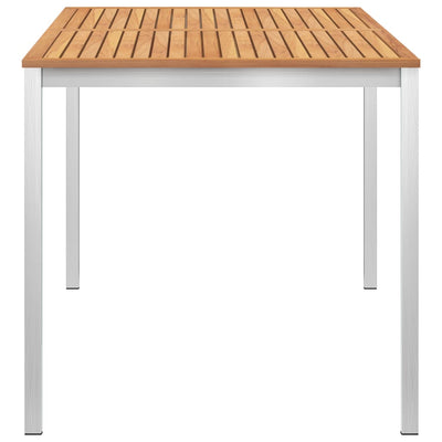 Garden Dining Table 140x80x75 cm Solid Teak Wood and Stainless Steel Payday Deals