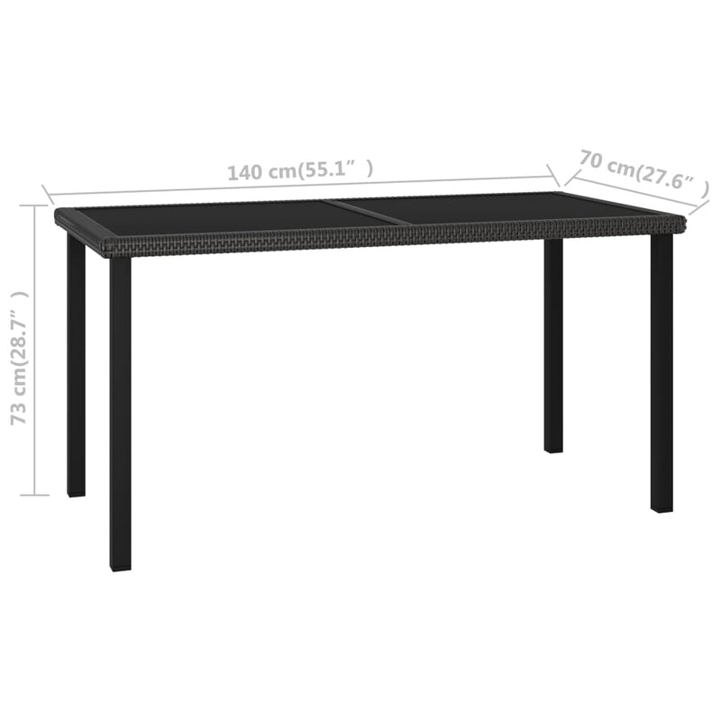 Garden Dining Table Black 140x70x73 cm Poly Rattan Payday Deals