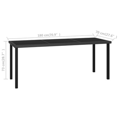 Garden Dining Table Black 180x70x73 cm Poly Rattan Payday Deals