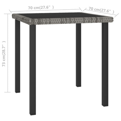 Garden Dining Table Grey 70x70x73 cm Poly Rattan Payday Deals