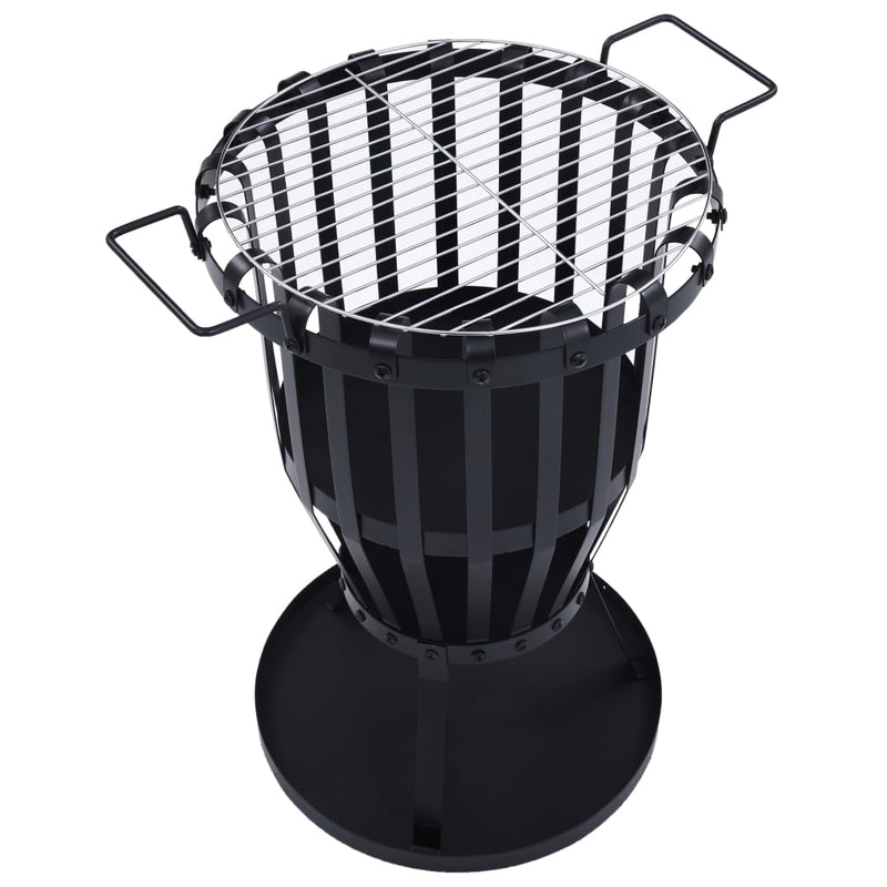 Garden Fire Pit Basket with BBQ Grill Steel 47.5 cm Payday Deals