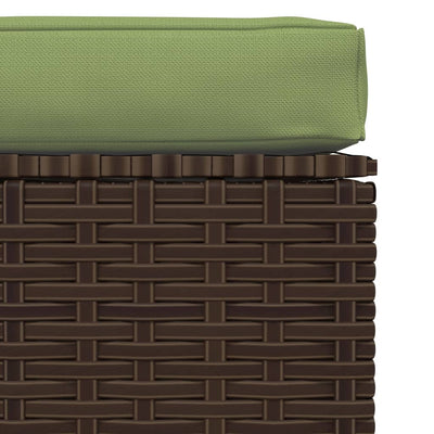 Garden Footrest with Cushion Brown 70x70x30 cm Poly Rattan Payday Deals