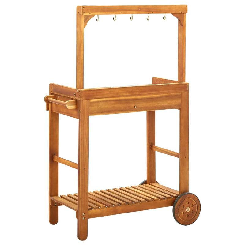 Garden Kitchen Trolley Solid Wood Acacia 92x43.5x141.5 cm Payday Deals