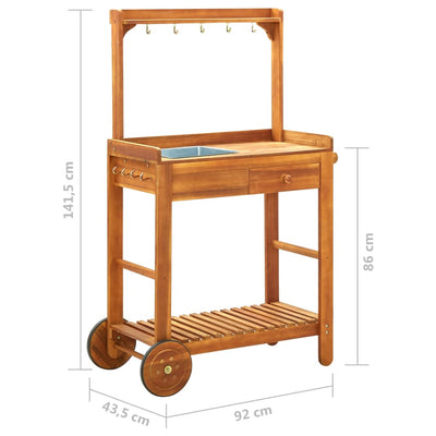 Garden Kitchen Trolley Solid Wood Acacia 92x43.5x141.5 cm Payday Deals