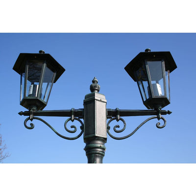 Garden Light Post 2-arms 215 cm Dark Green/Black Aluminium Payday Deals