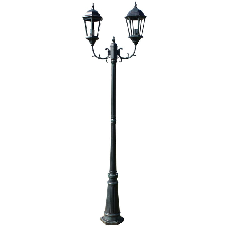 Garden Light Post 2-arms 230 cm Dark Green/Black Aluminium Payday Deals