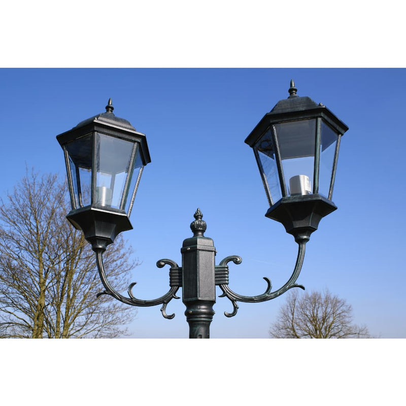 Garden Light Post 2-arms 230 cm Dark Green/Black Aluminium Payday Deals