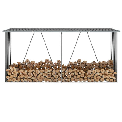 Garden Log Storage Shed Galvanised Steel 330x84x152 cm Anthracite Payday Deals
