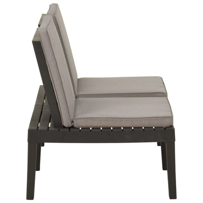 Garden Lounge Bench with Cushion Plastic Grey Payday Deals