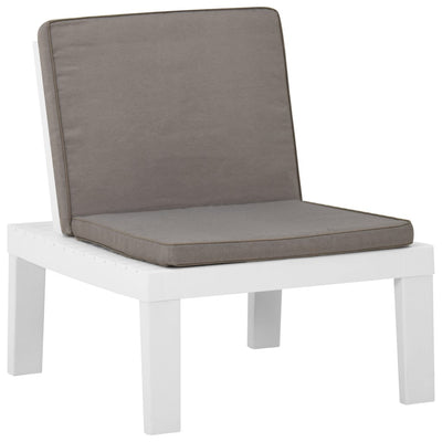 Garden Lounge Chair with Cushion Plastic White