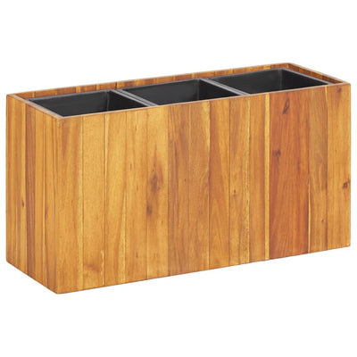 Garden Raised Bed with 3 Pots Solid Acacia Wood Payday Deals
