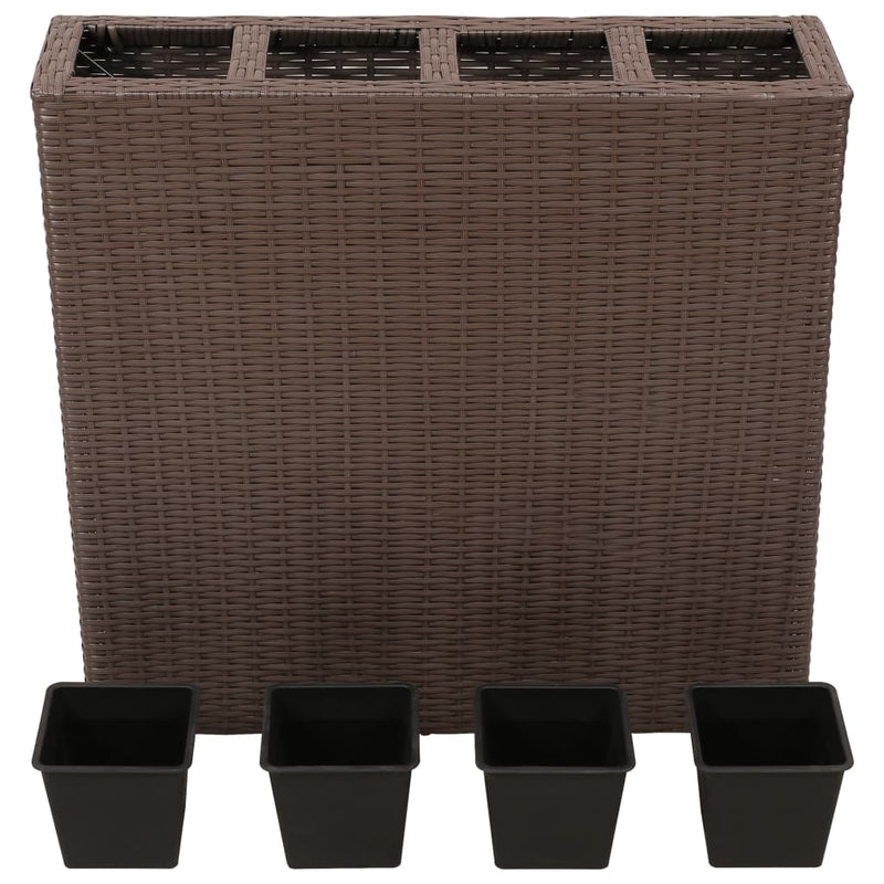 Garden Raised Bed with 4 Pots 2 pcs Poly Rattan Brown Payday Deals