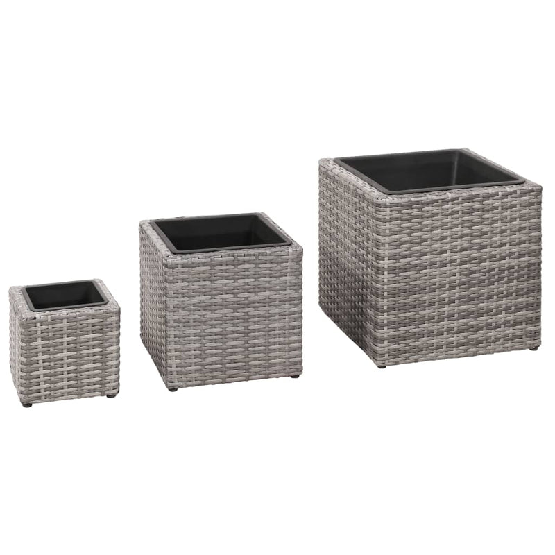 Garden Raised Beds 3 pcs Poly Rattan Grey Payday Deals