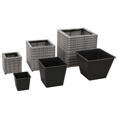 Garden Raised Beds 3 pcs Poly Rattan Grey Payday Deals